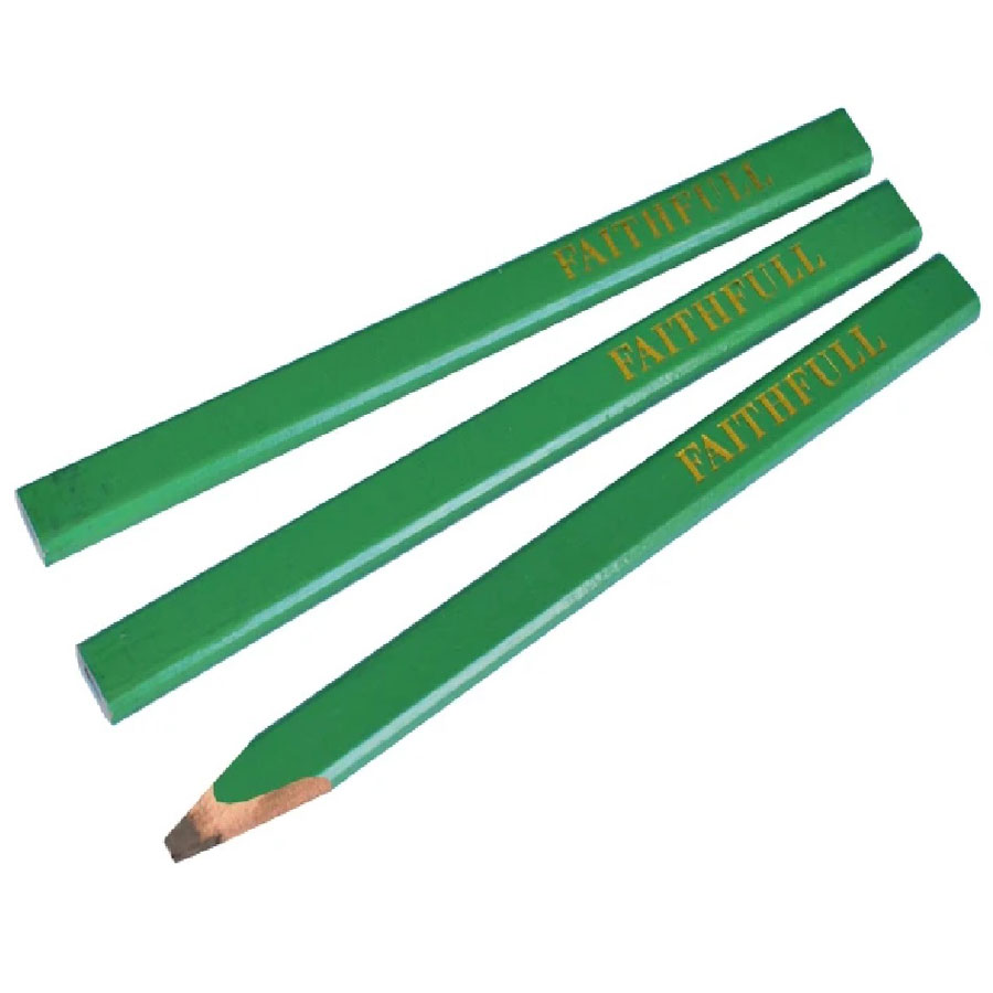 Faithfull Carpenters Pencils (3) Green - Hard