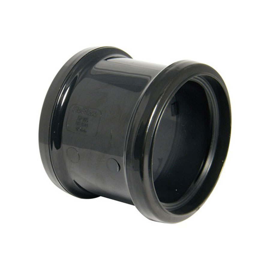 110mm Soil DOUBLE Socket Pipe Coupler Black