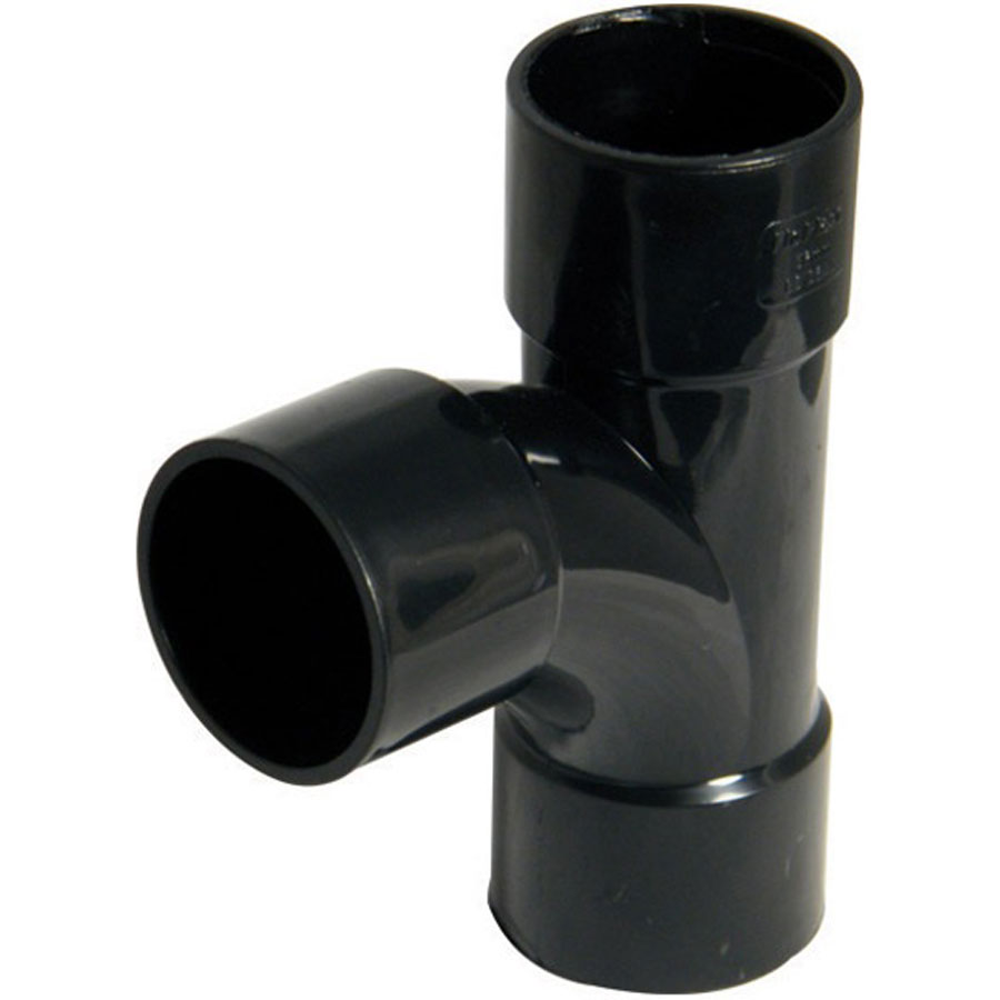 ABS solvent swept tee 40mm Black