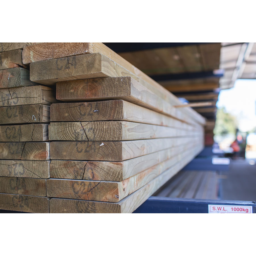 47x200mm Treated Timber (8"x2"), 3.6m - UC2 C24, Kiln Dried & Regularised