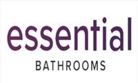 Essential bathrooms logo, with purple font. 