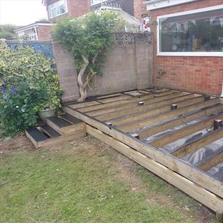 Case Study - Trex Decking - Phase one - Sub frame constructed & protective tape added