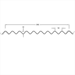 Image displaying plans of roof sheeting profile drawings. Onduline roof sheet. 