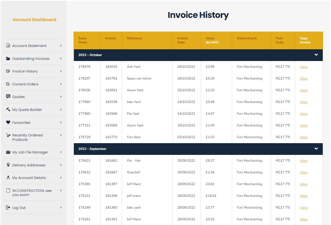 How to: Invoice History