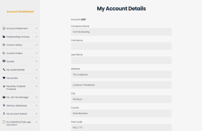 Screenshot of FORT Buidlers' Merchant My Account Details page within the FORT portal. 