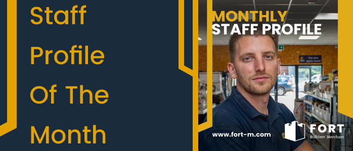 Staff portrait of our stock controller at FORT Builders' Merchant. With FORT Builders' Merchant website link added.