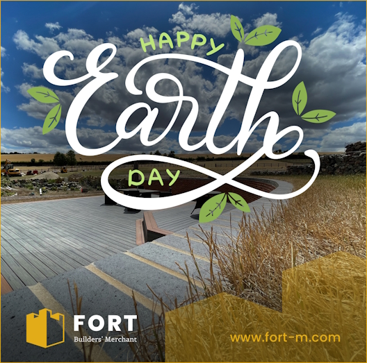 World earth day logo set on top of Trex composite deck photoshoot. 