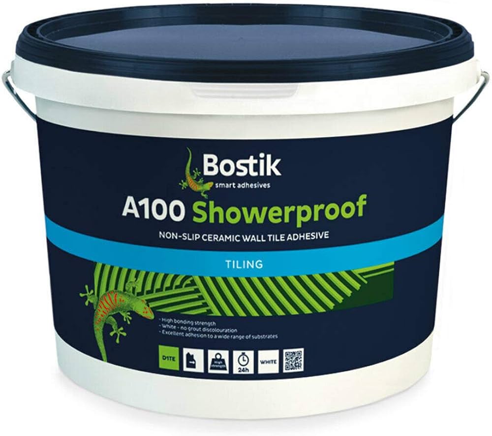 Bostik - A100 Showproof - Non Slip Wall Tile Adhesive (D1TE) White - 10ltr