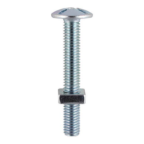 Roofing Bolt & SQ Nut - BZP M6 x 40