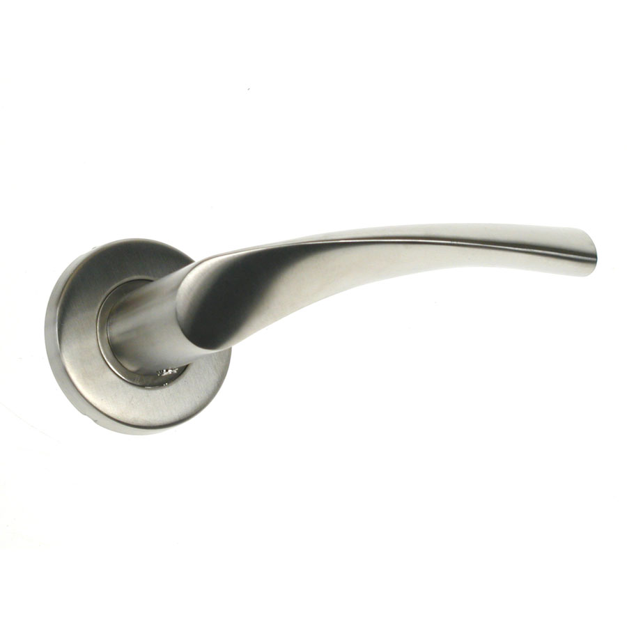 Door Handle, Hereford Round Rose, Polished Chrome  - Pair