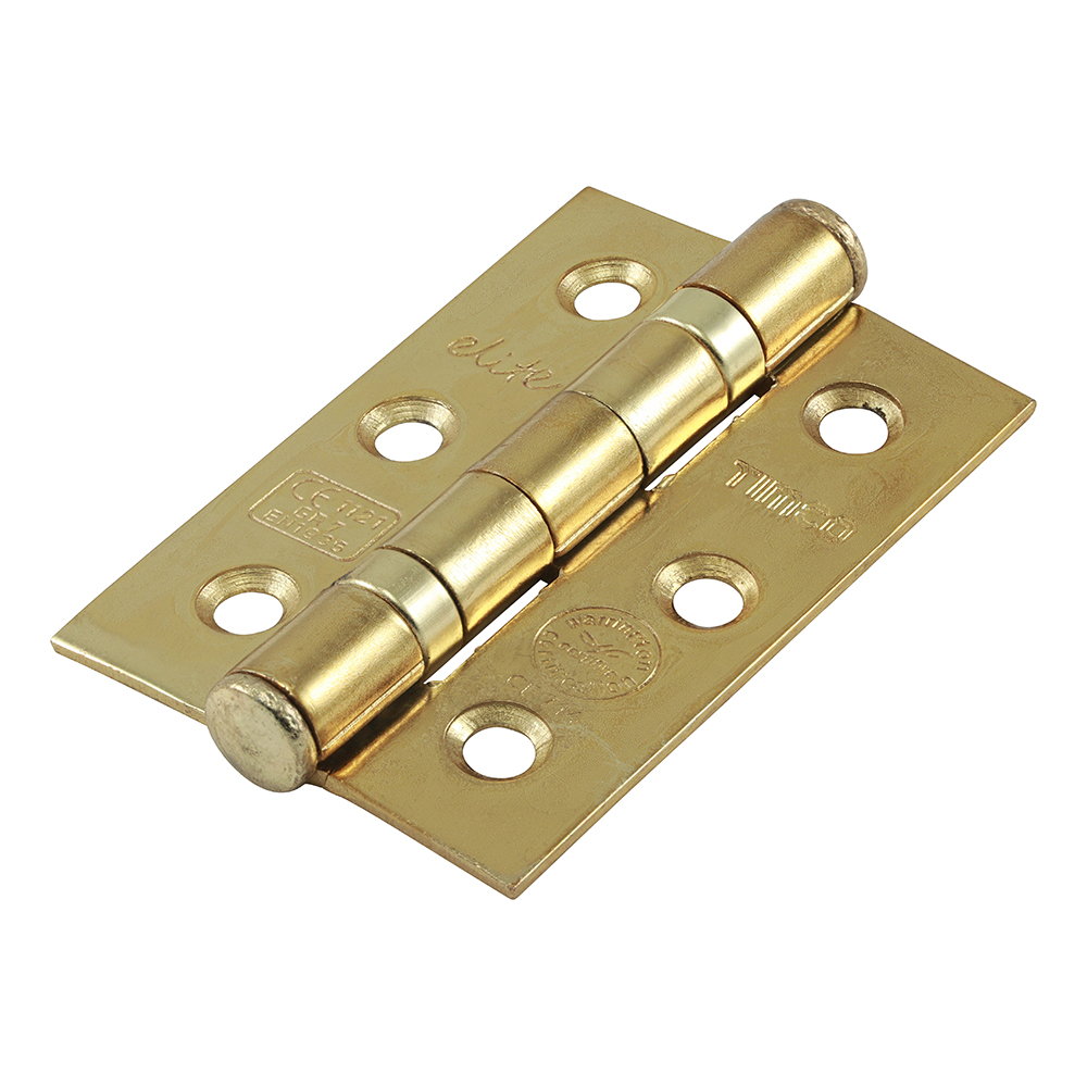 Fire Door Hinge Grade 7 - 76 x 50 x 2 Pair - Ball Bearing - Electro Brass