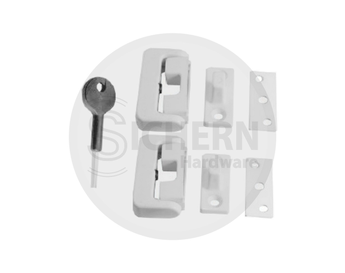 Window Toggle Lock Wooden - Epoxy White 2 + Key (Chubb 8K101)