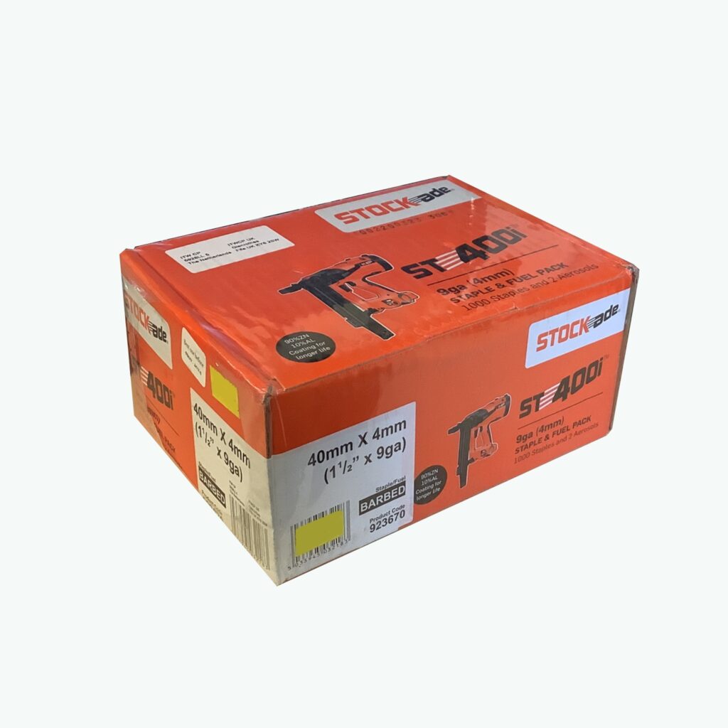 Stockade Collated Barbed Staples 40 x 4mm - 1000 PCS - c/w 2 x Gas/Fuel Cells