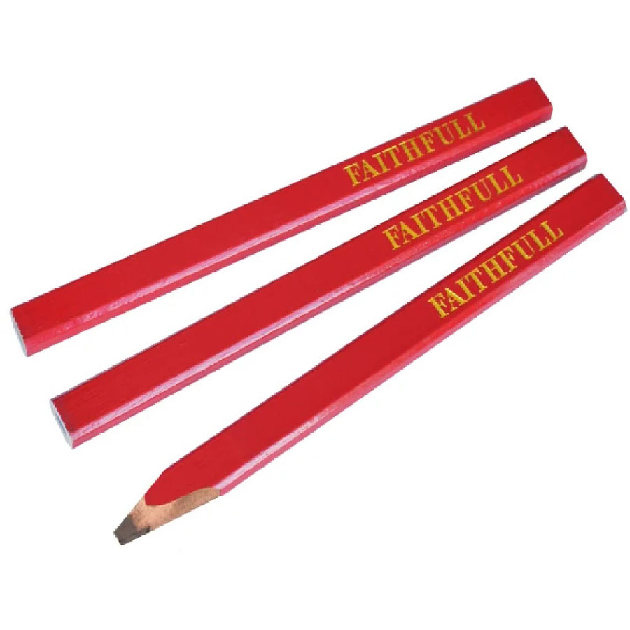 Faithfull Carpenters Pencils (3) Red - Medium