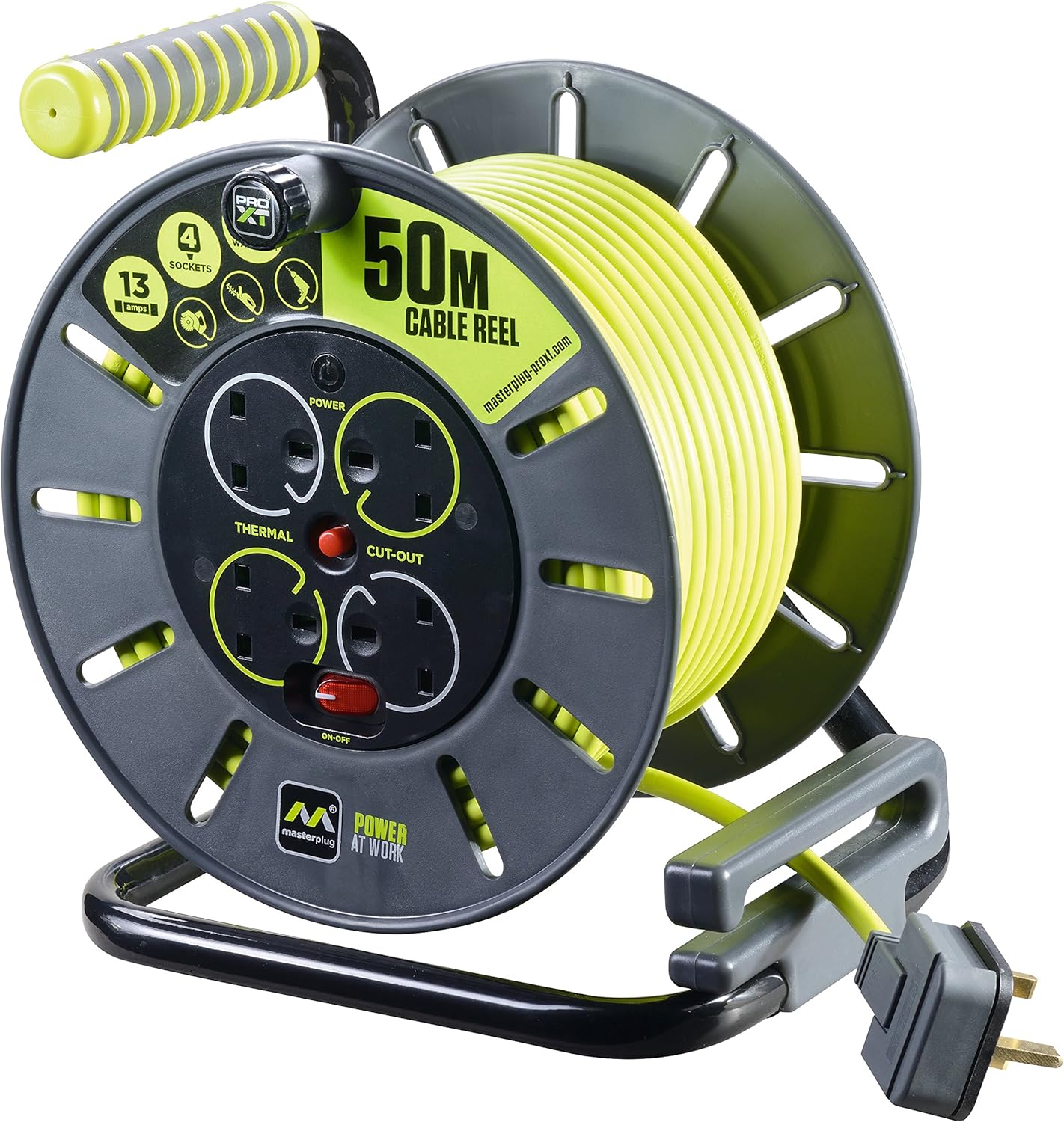Pro-Xt 4 Socket Large Open Cable Reel 50M 13A