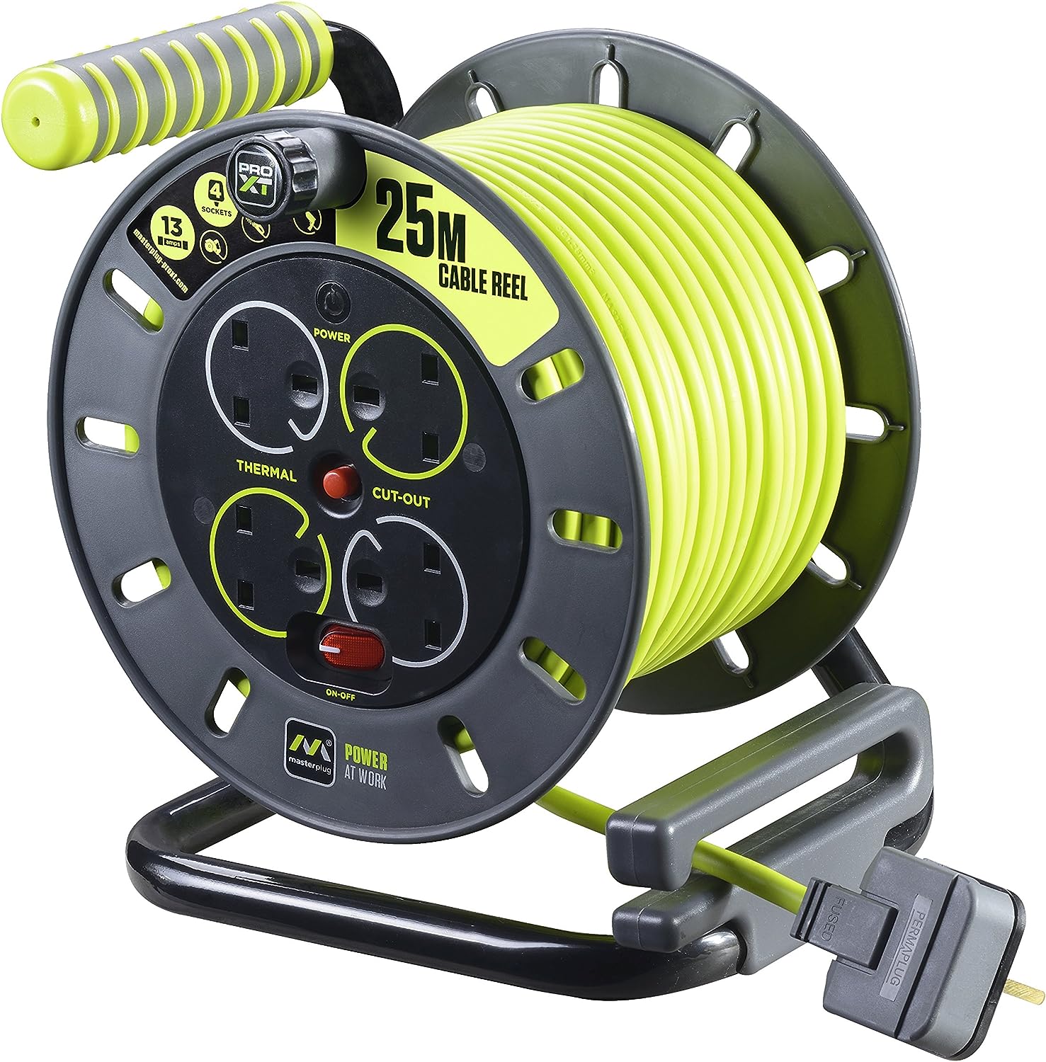 Pro-Xt 4 Socket Medium Open Cable Reel 25M 13A