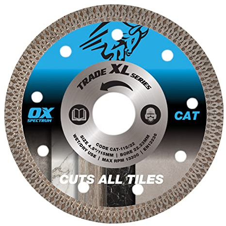 OX Trade XL Cuts All Tiles Diamond Blade 115/22.23mm (Blue)
