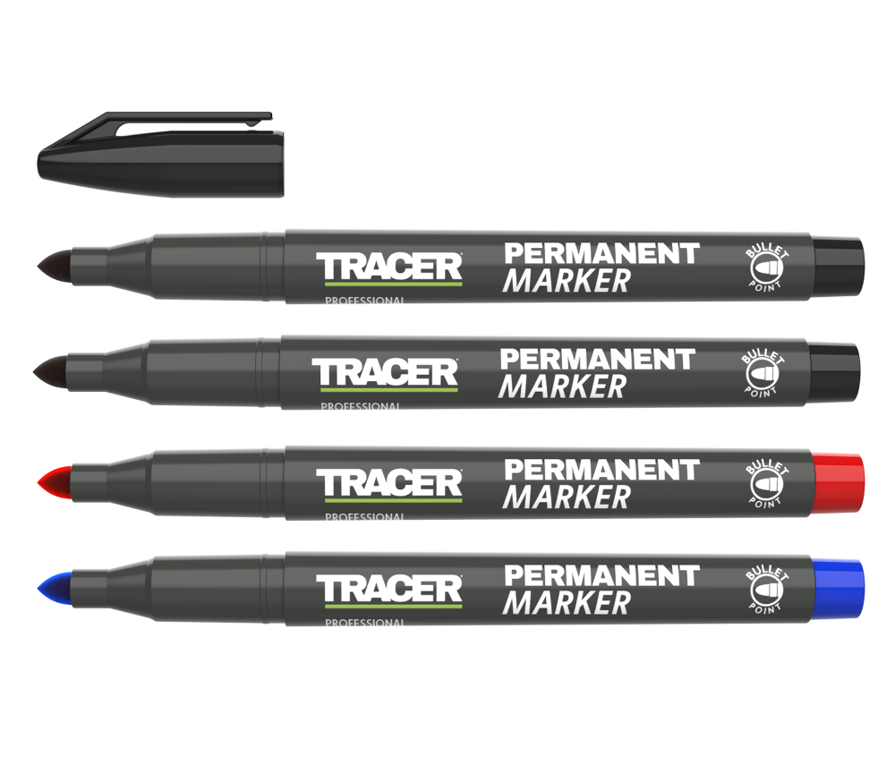 TRACER 4pc Permanent Markers (Black, Red, Blue)