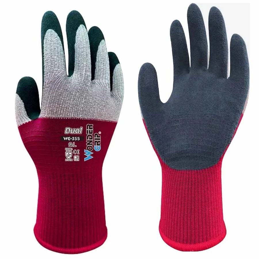 Wonder Grip Dual Gloves Size 10 Latex coating for high grip in dry-to-wet