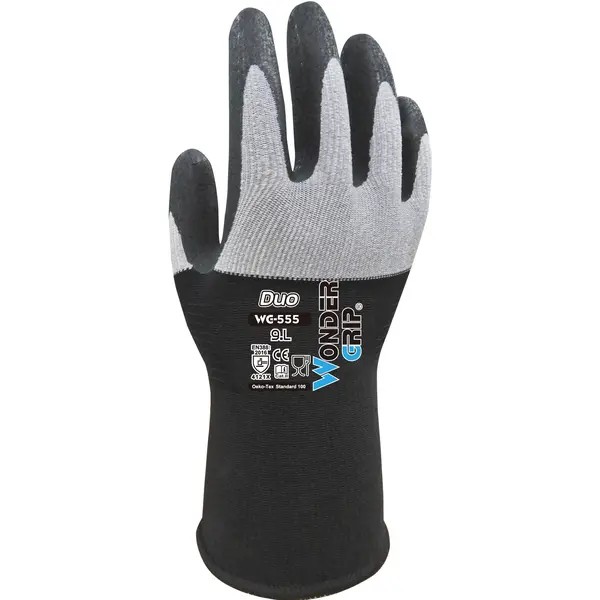 Wonder Grip Duo Gloves Size 10 Nitrile coating for high grip in dry-to-oi