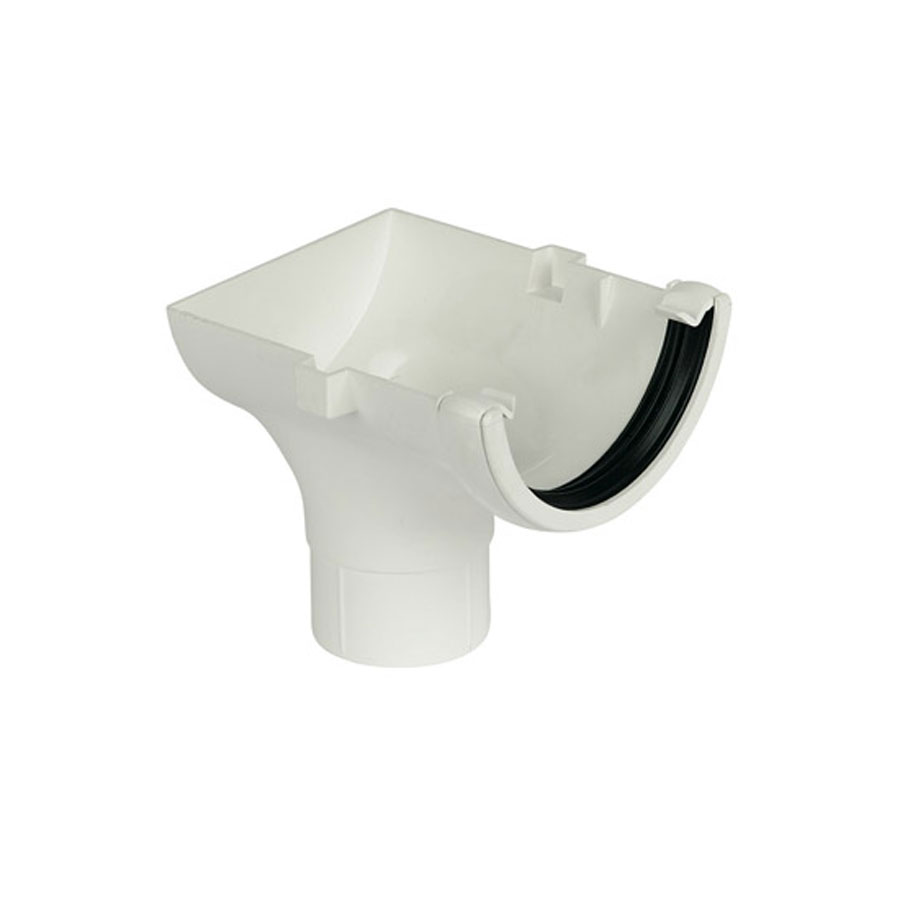 112mm Half Round Stop End Outlet White