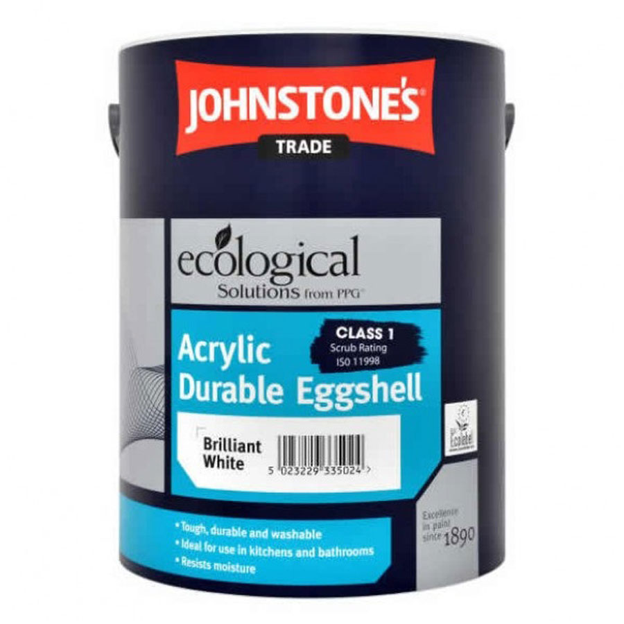 Johnstones Trade Acrylic Durable Eggshell Brilliant White 5L
