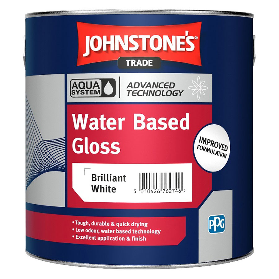 Johnstones Trade Aqua Water Based Gloss Brilliant White 1L
