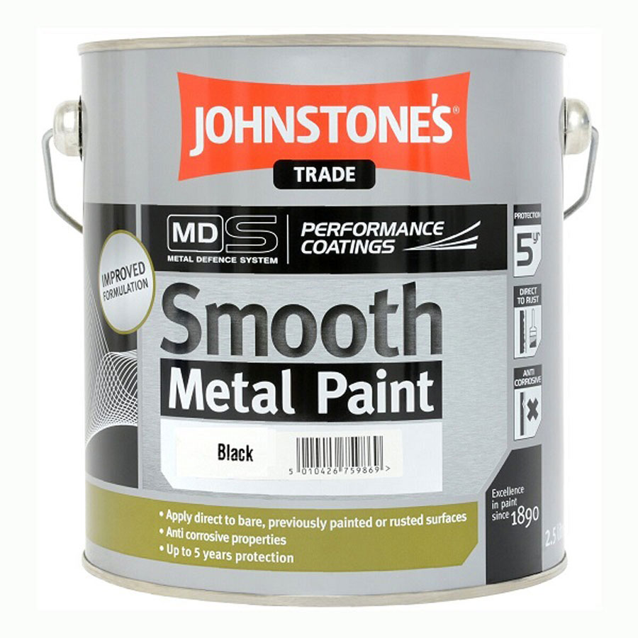 Johnstones Trade Smooth Metal Paint Black 2.5L