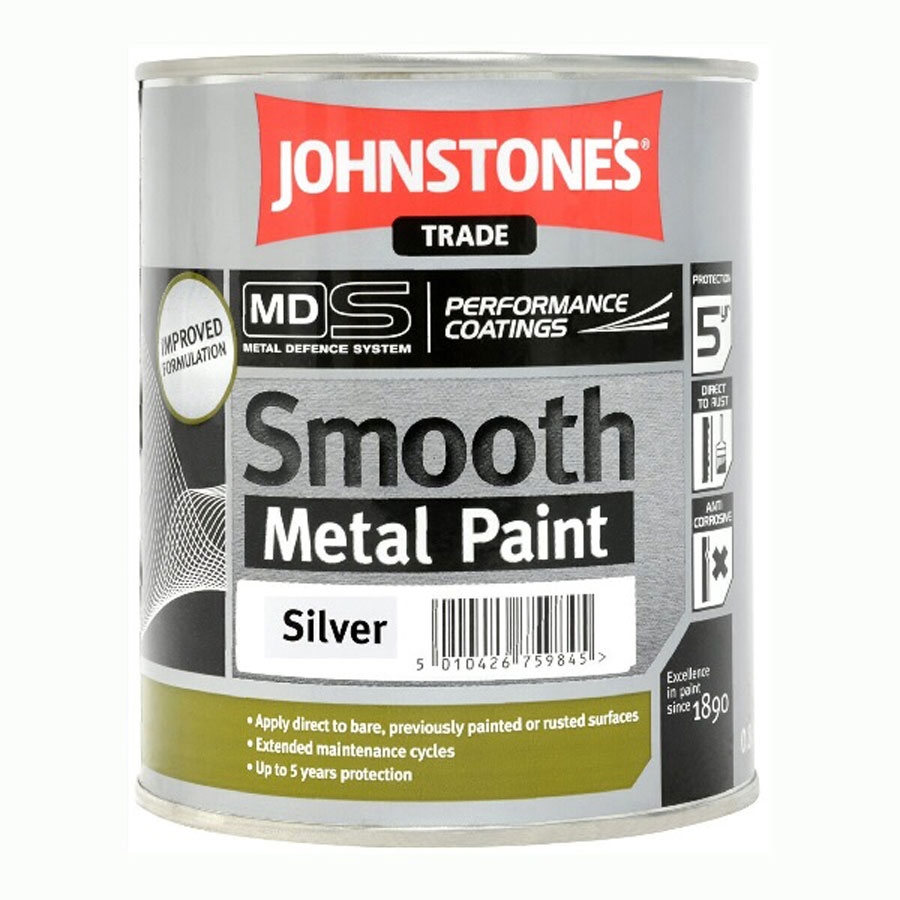 Johnstones Trade Smooth Metal Paint Silver 0.8L