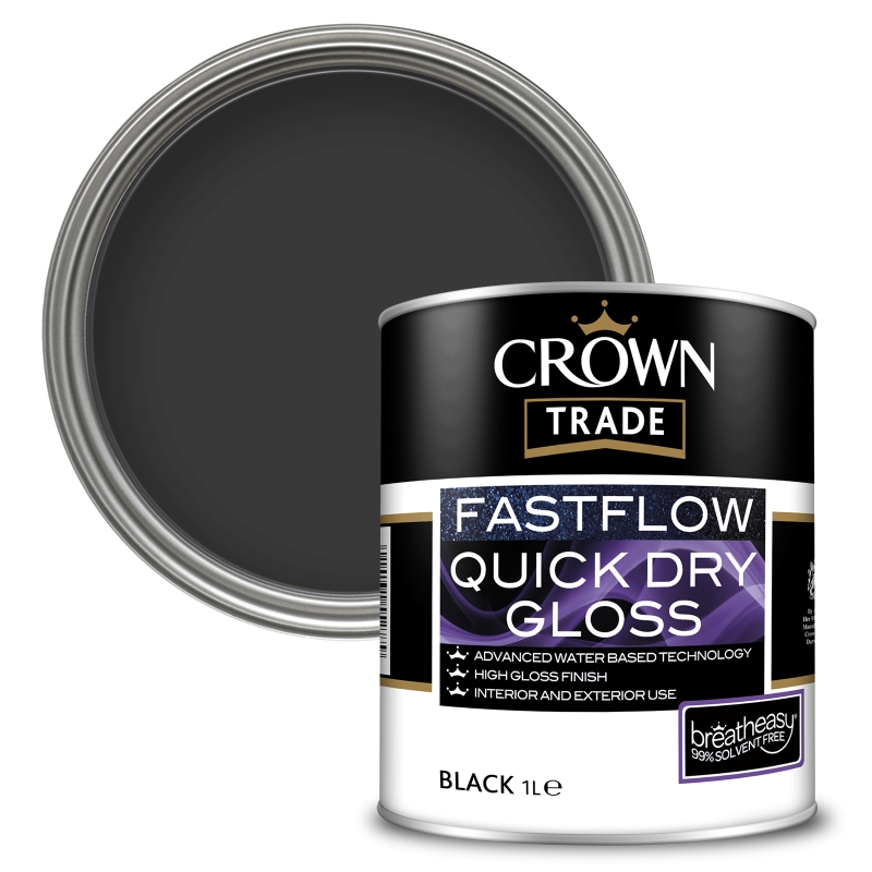 Crown Trade Fastflow Quick Dry Gloss Black - 1L