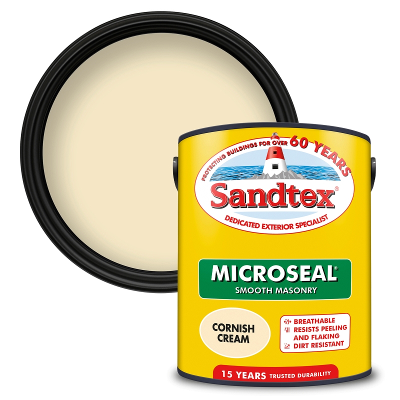Sandtex Microseal Smooth Masonry Cornsh Cream - 5L
