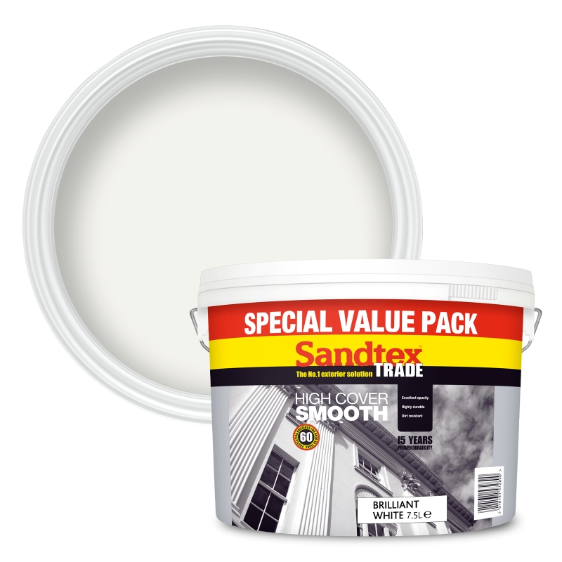 Sandtex Trade High Cover Smooth Brilliant White - 7.5L