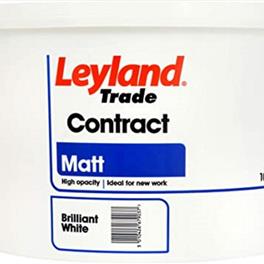 Picture of 10 litre tub of paint manufactured by Leyland Trade. 